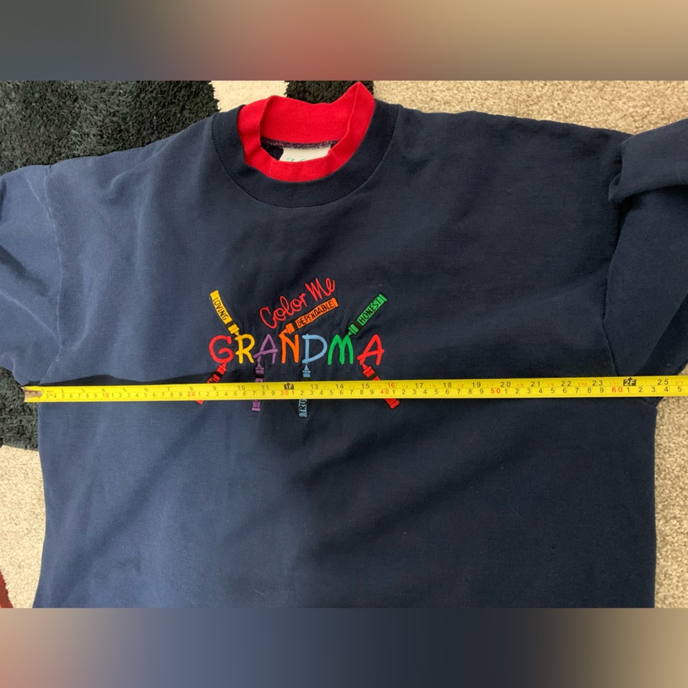 90s Vintage Color Me Grandma Embroidered Pullover Sweatshirt - 2X - Picture 5 of 6